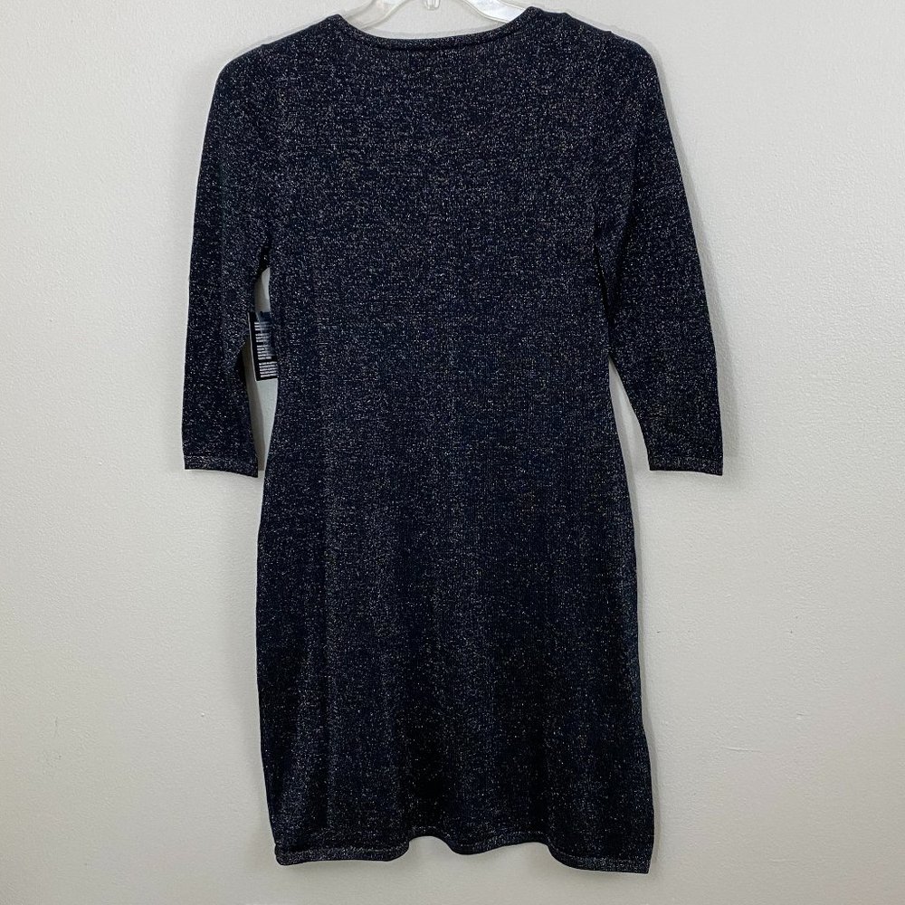 NWT Nine West Black Silver Metallic Cocktail Dress - Picture 3 of 5
